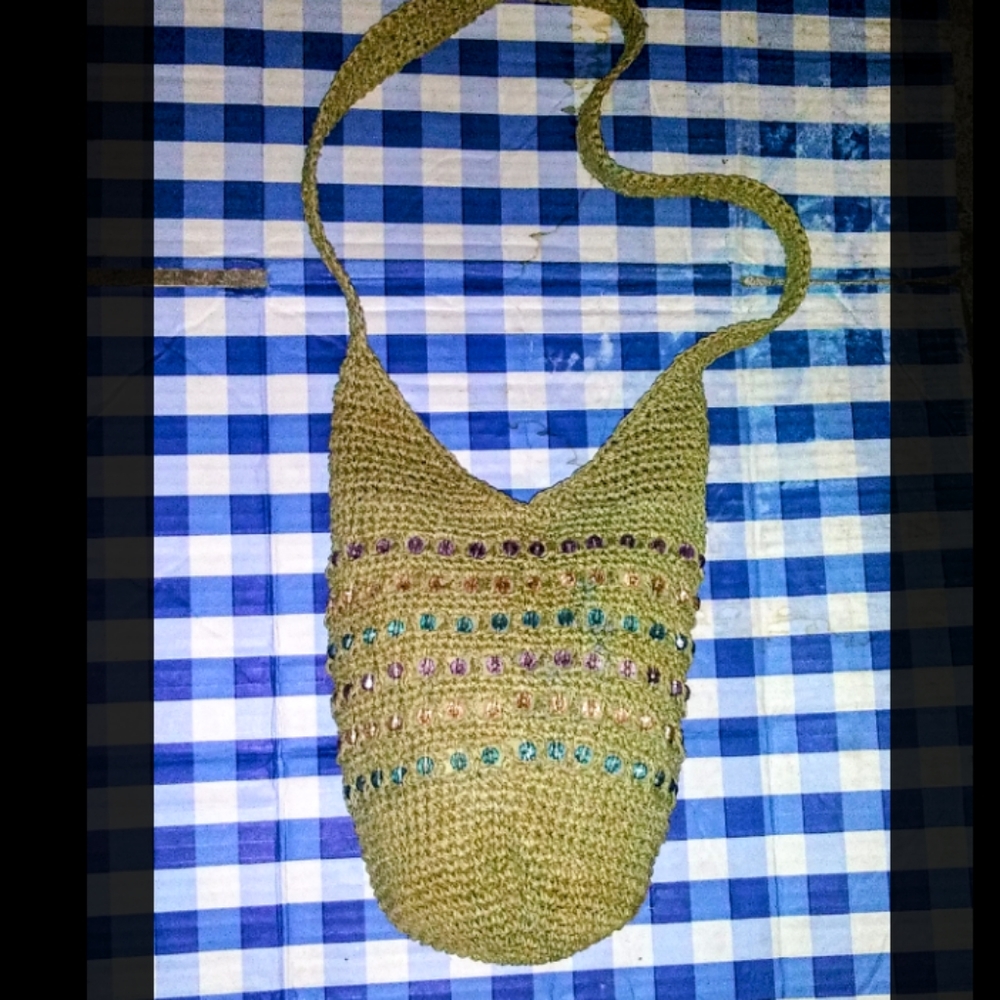 Slouchy woven hobo bag